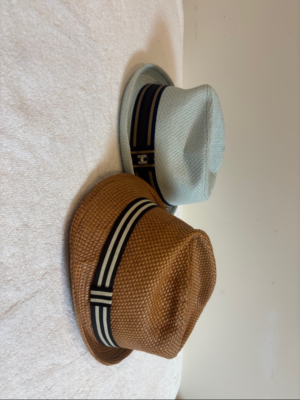 Fedora hats - Light Blue and Tan Woven